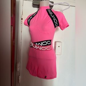 Gsuwoo romper big logo jumpsuit shorts catsuit bandage onepiece short sleeve